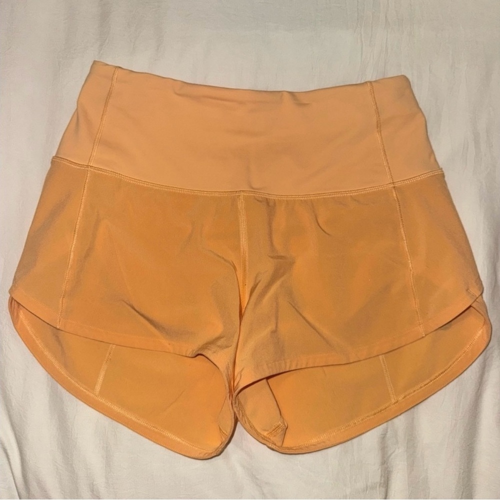 Lululemon Speed Shorts - size 2, inseam 4”, color summer glow